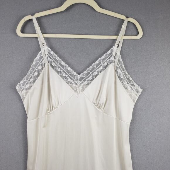 Vintage 40 Lace Trim Lingerie Slip Dress White Y2K Sabrina Carpenter Angelcore - Picture 3 of 10